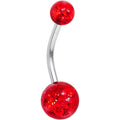 BodyCandy Ruby Red GLITTER Banana Belly Ring — main product shot