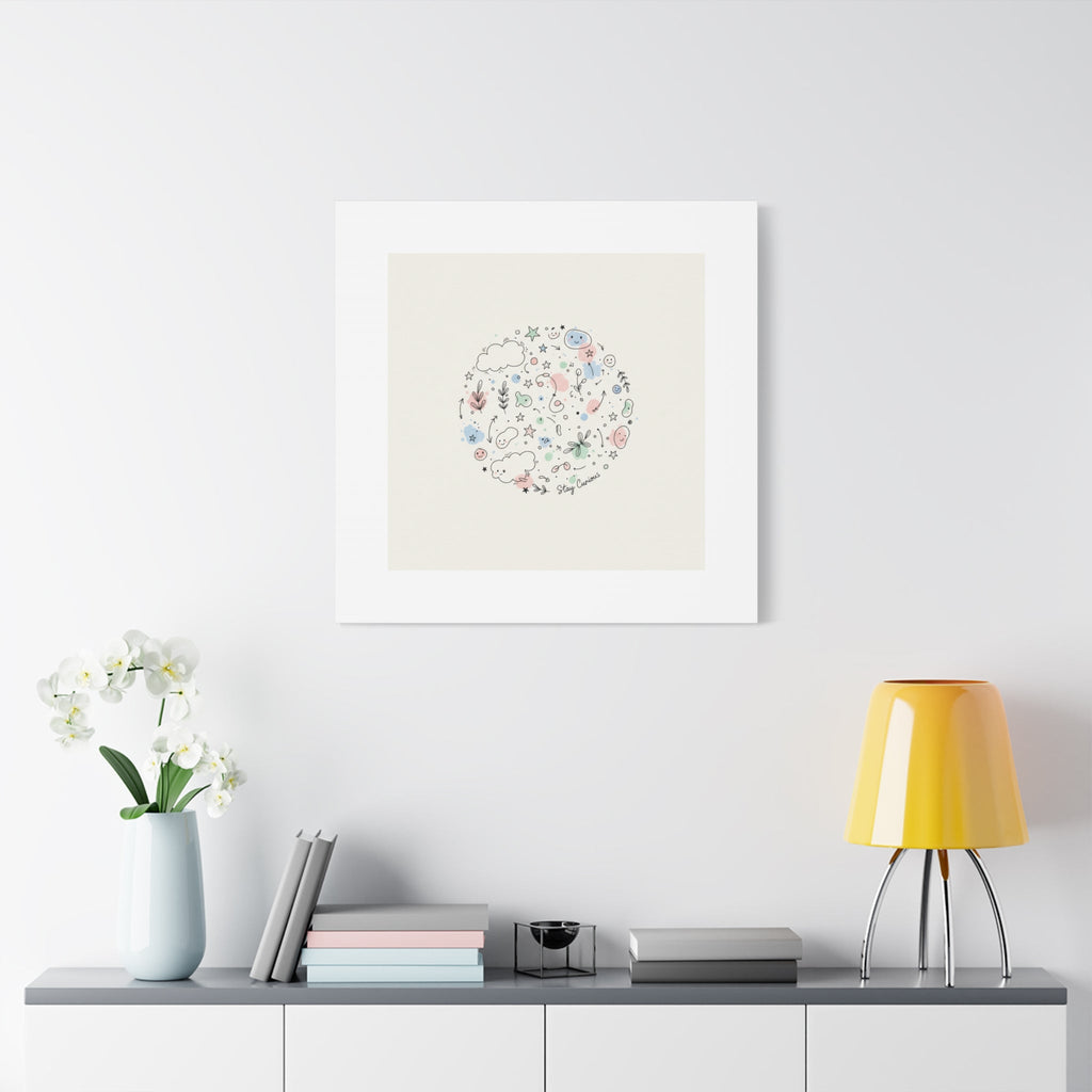 Doodle Circle Line Drawing Matte Canvas, Hand-Drawn Sketch Art