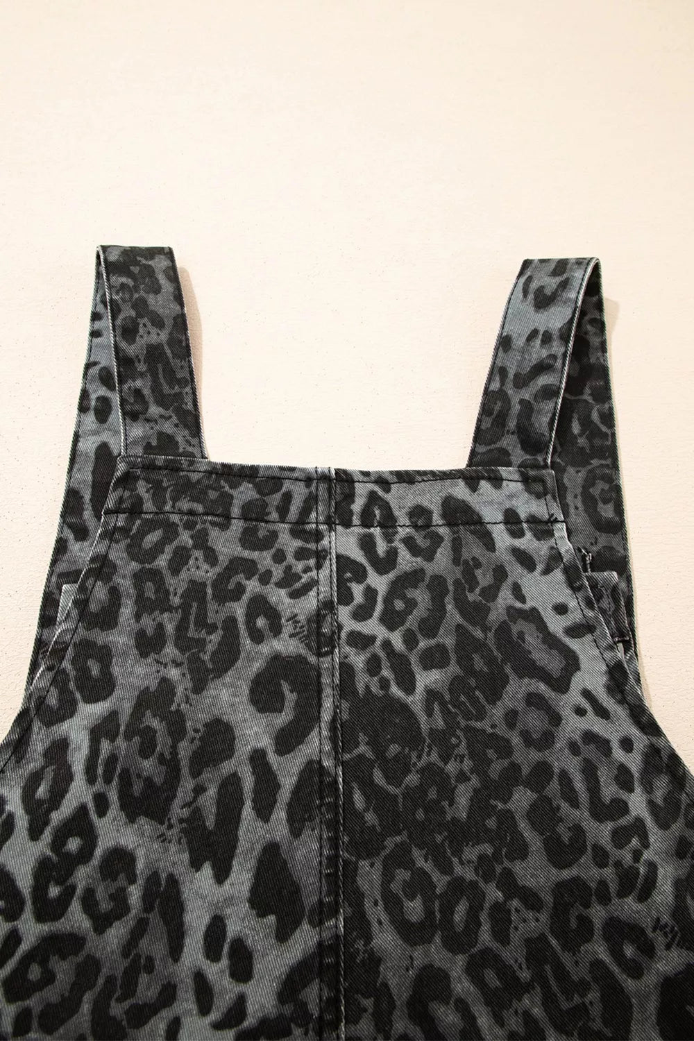 Leopard Print Button Adjustable Straps Cropped Loose Denim Overalls