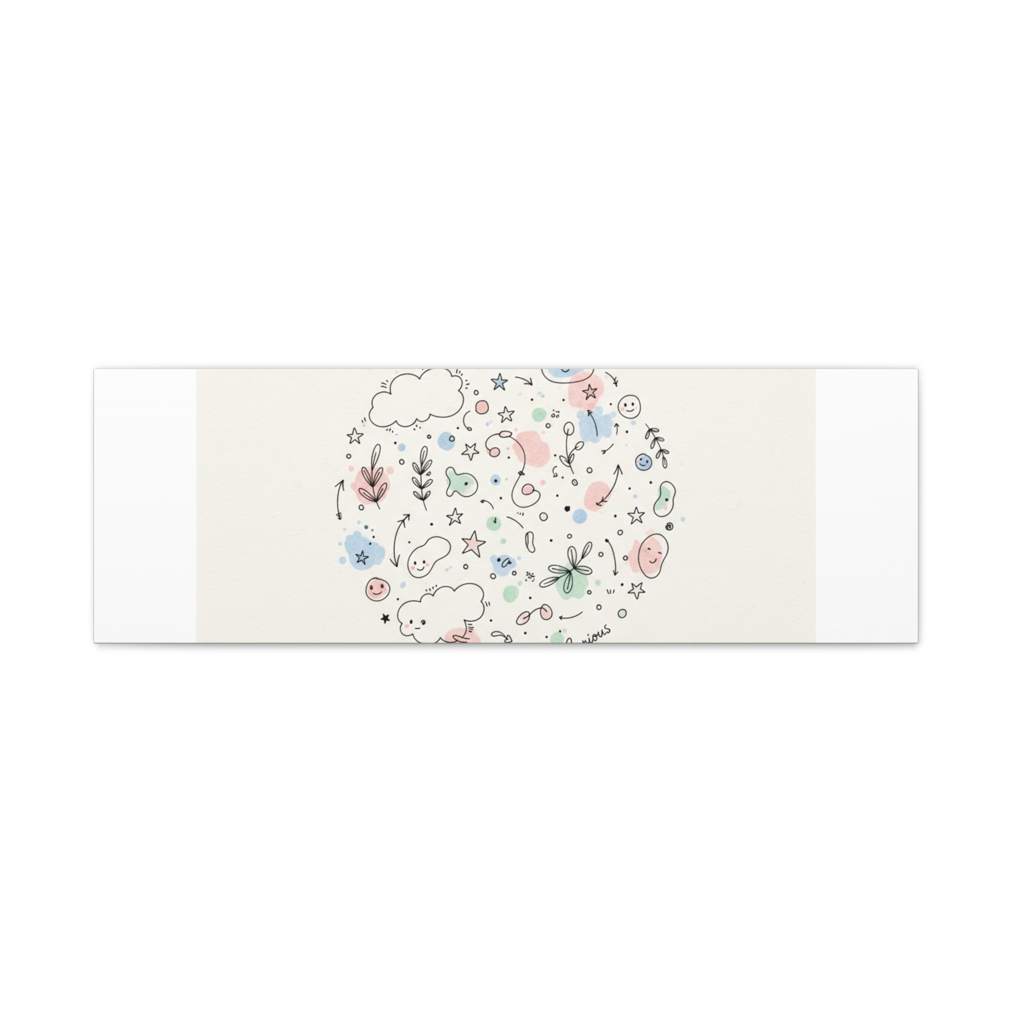 Doodle Circle Line Drawing Matte Canvas, Hand-Drawn Sketch Art