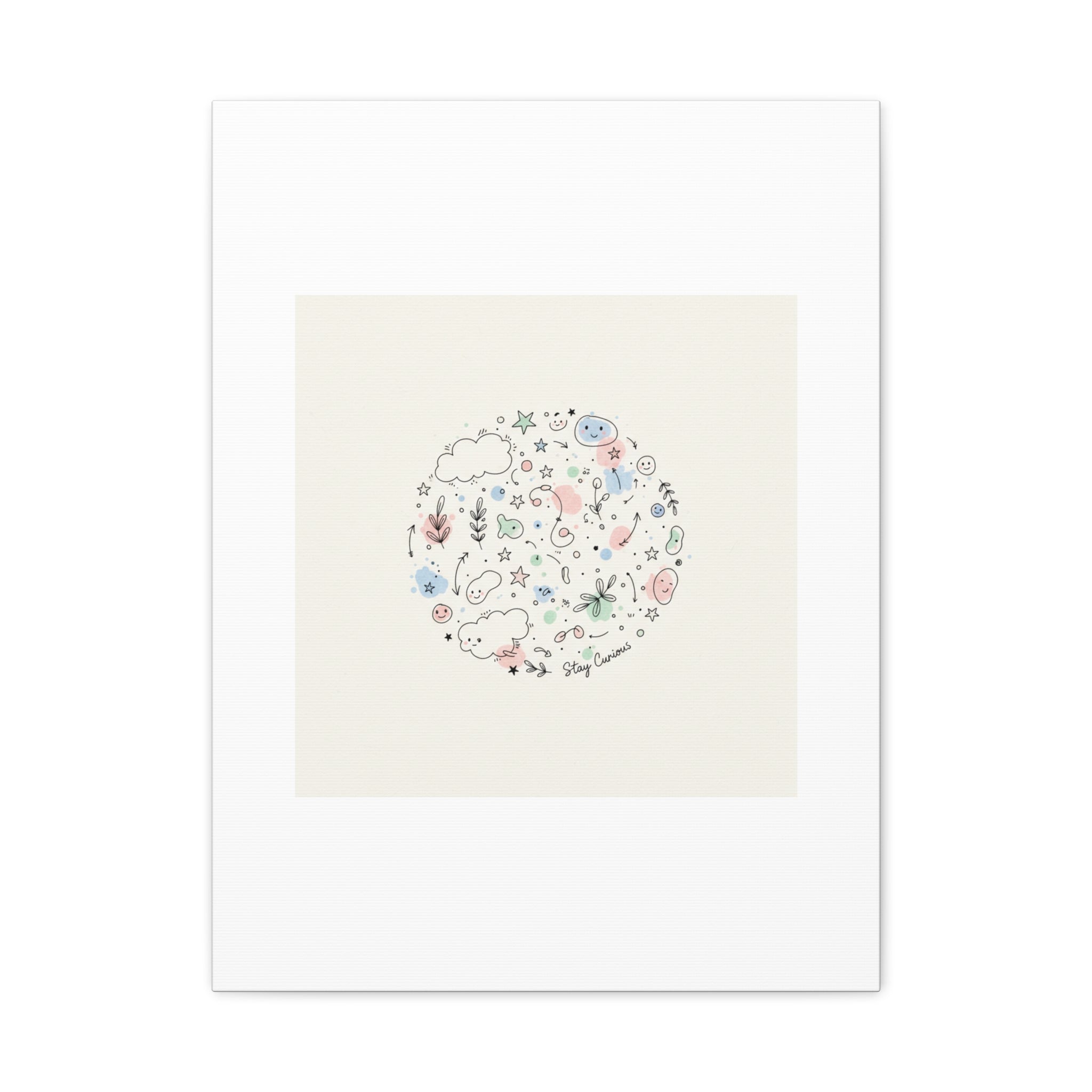 Doodle Circle Line Drawing Matte Canvas, Hand-Drawn Sketch Art