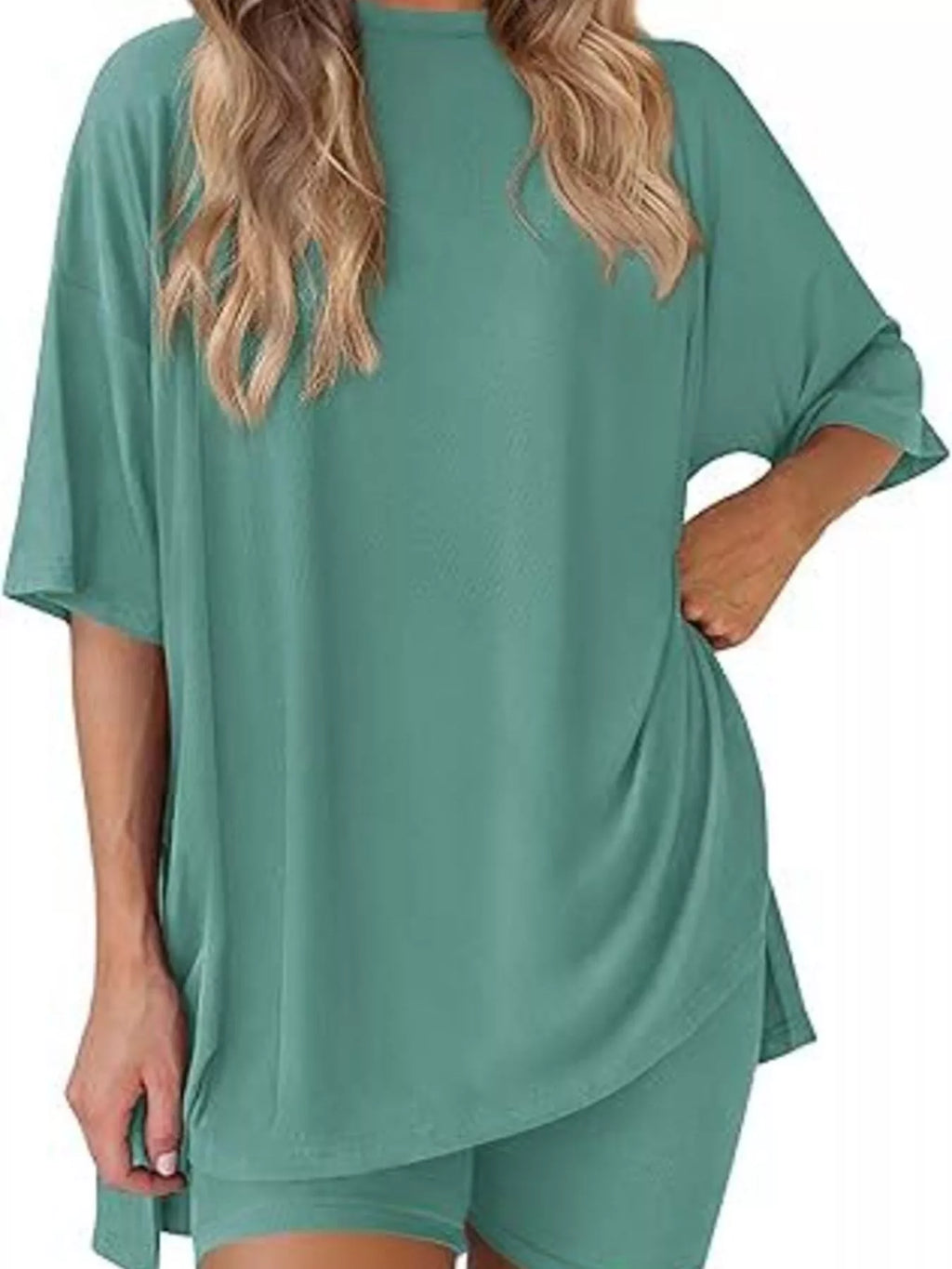 Full Size Half Sleeve T-Shirt and Shorts Set Plus Size