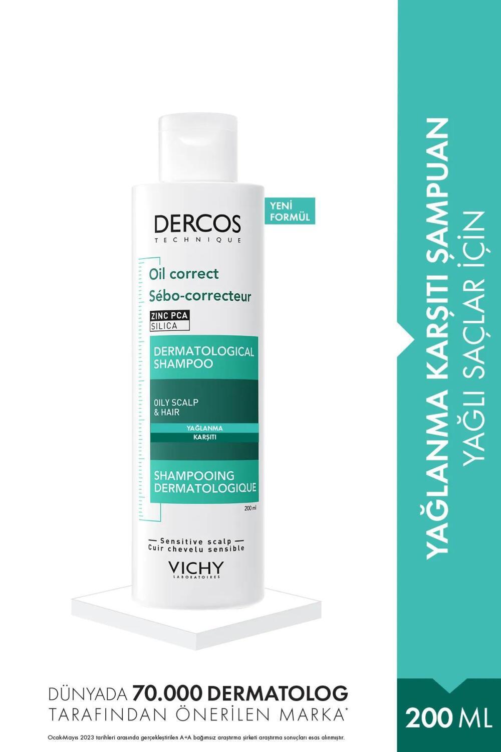 Vichy Dercos Anti-Grease Shampoo for Excessive Oiliness Control, Dermatologically Tested, 200ml