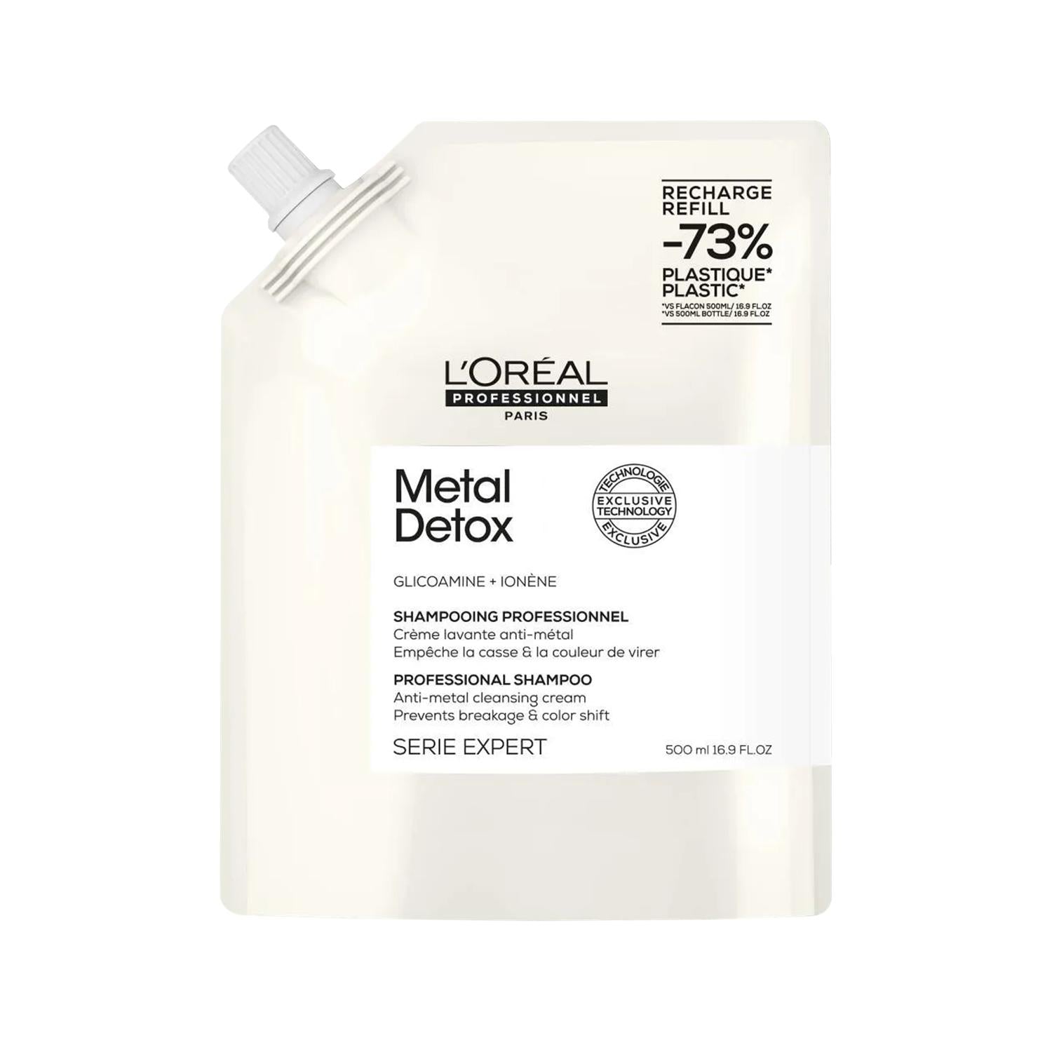 L'Oreal Professionnel Paris Serie Expert Metal Detox Shampoo - 500ml Refill for Color-Treated Hair, Metal Detoxifying Properties