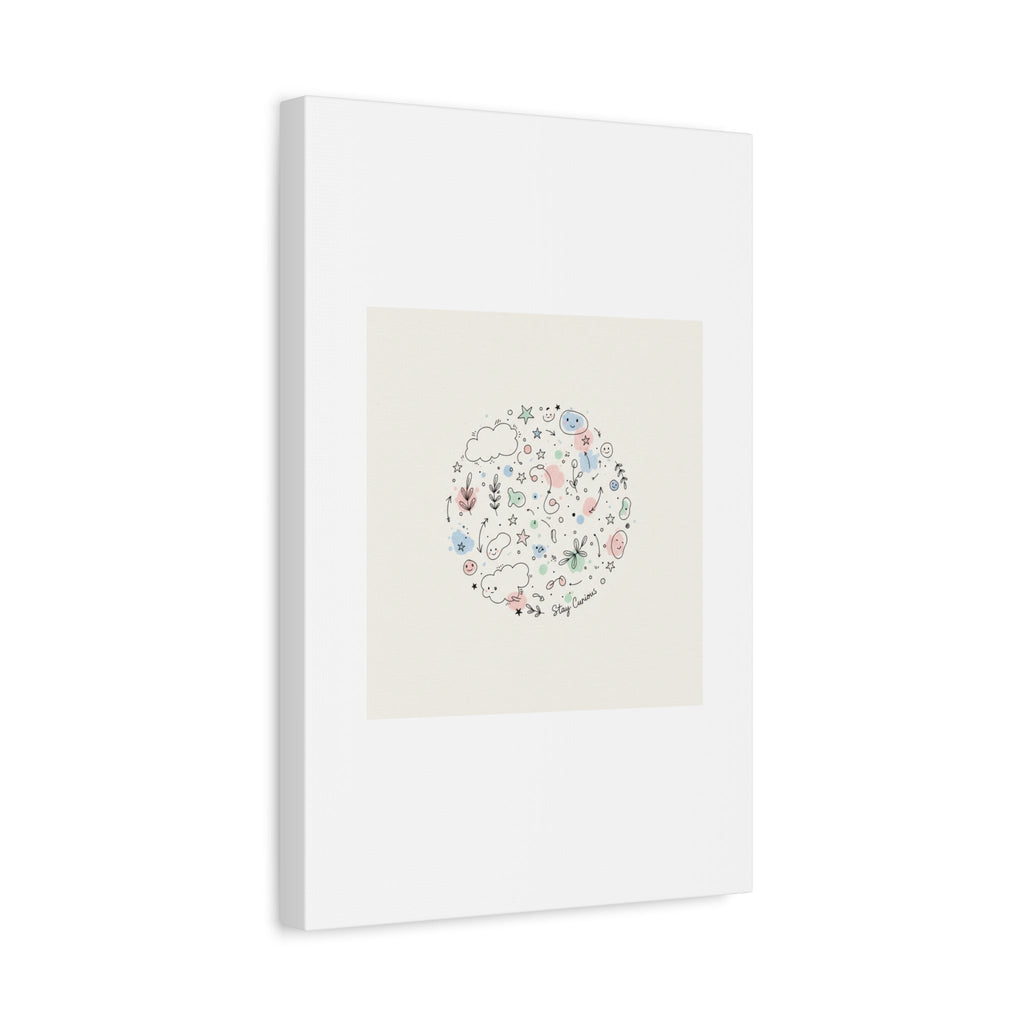 Doodle Circle Line Drawing Matte Canvas, Hand-Drawn Sketch Art