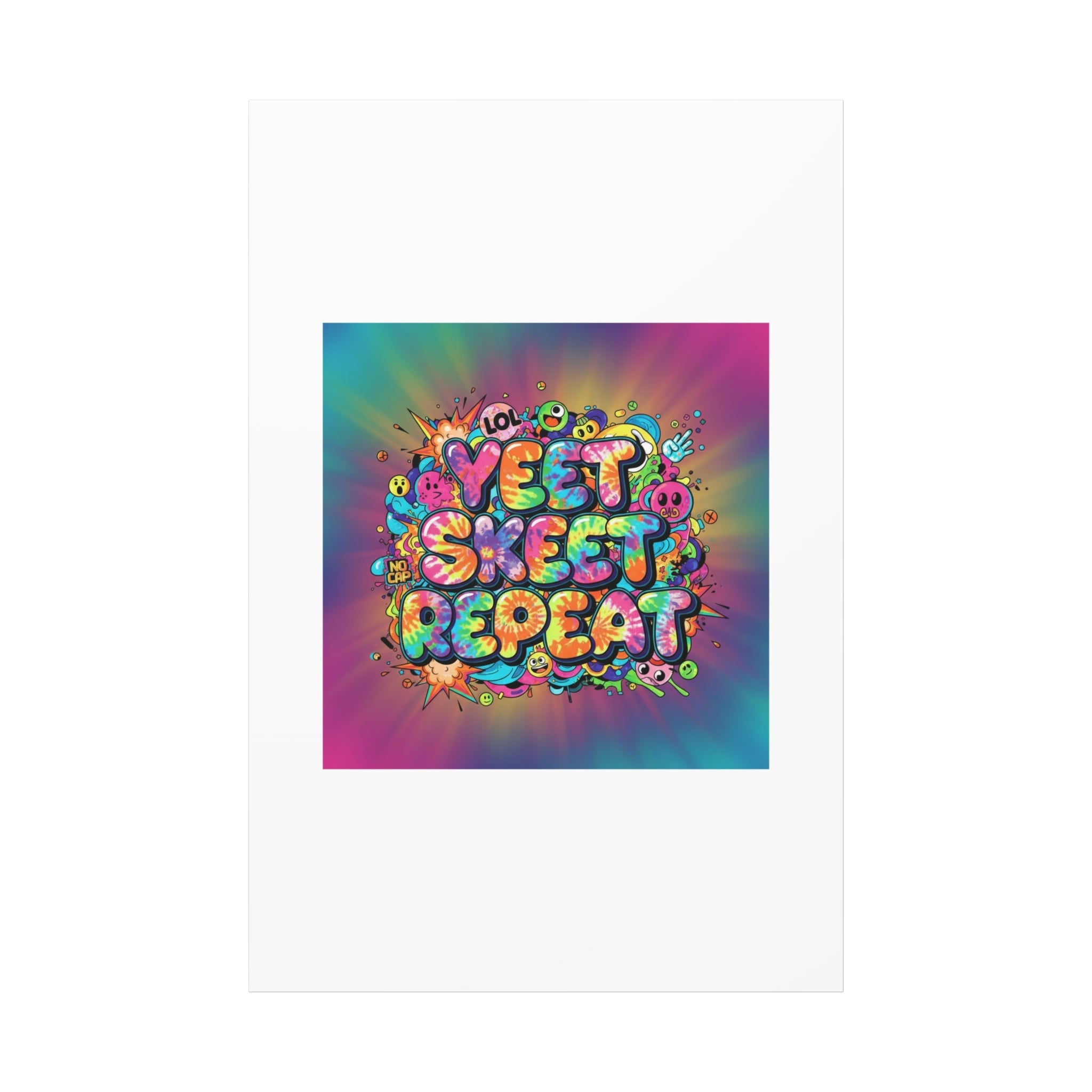 Yeet Skeet Repeat Canvas | Slogan & Glitch Graphic, Meme Phrase Wall Art