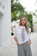 Pima Cotton Dot Dot Dot Luxury Boxy T-Shirt - White/Black
