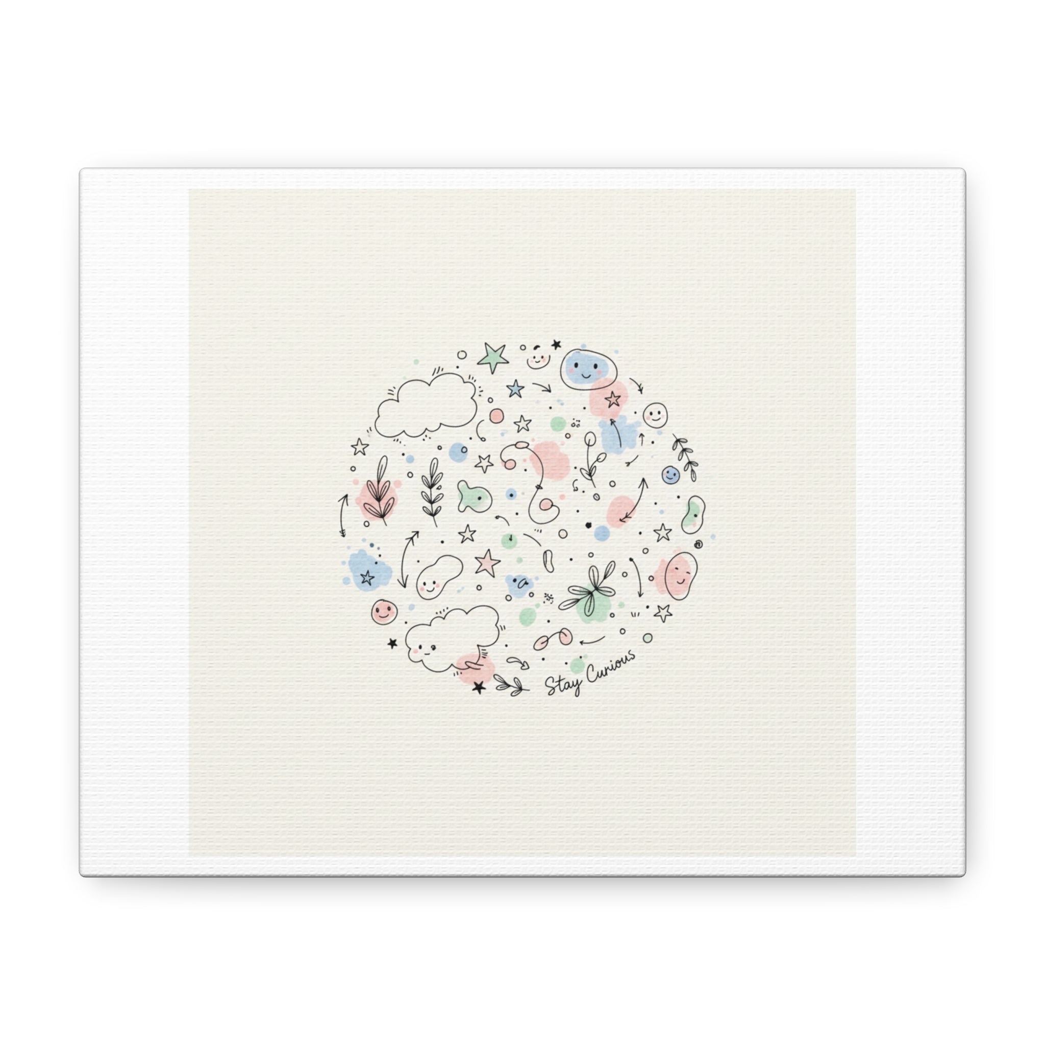 Doodle Circle Line Drawing Matte Canvas, Hand-Drawn Sketch Art