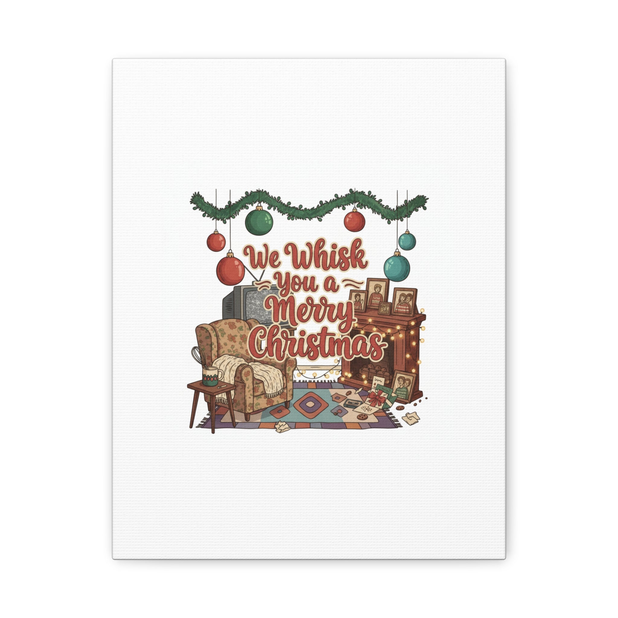 We Whisk You a Merry Christmas Canvas | Retro Christmas Decor, Vintage Holiday Print