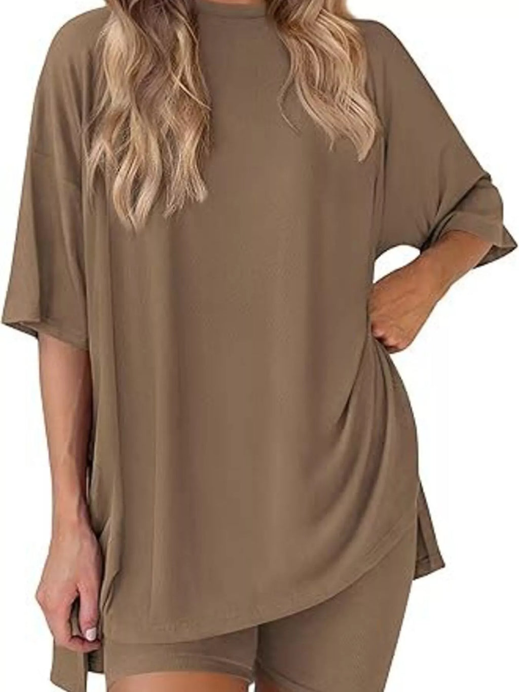 Full Size Half Sleeve T-Shirt and Shorts Set Plus Size