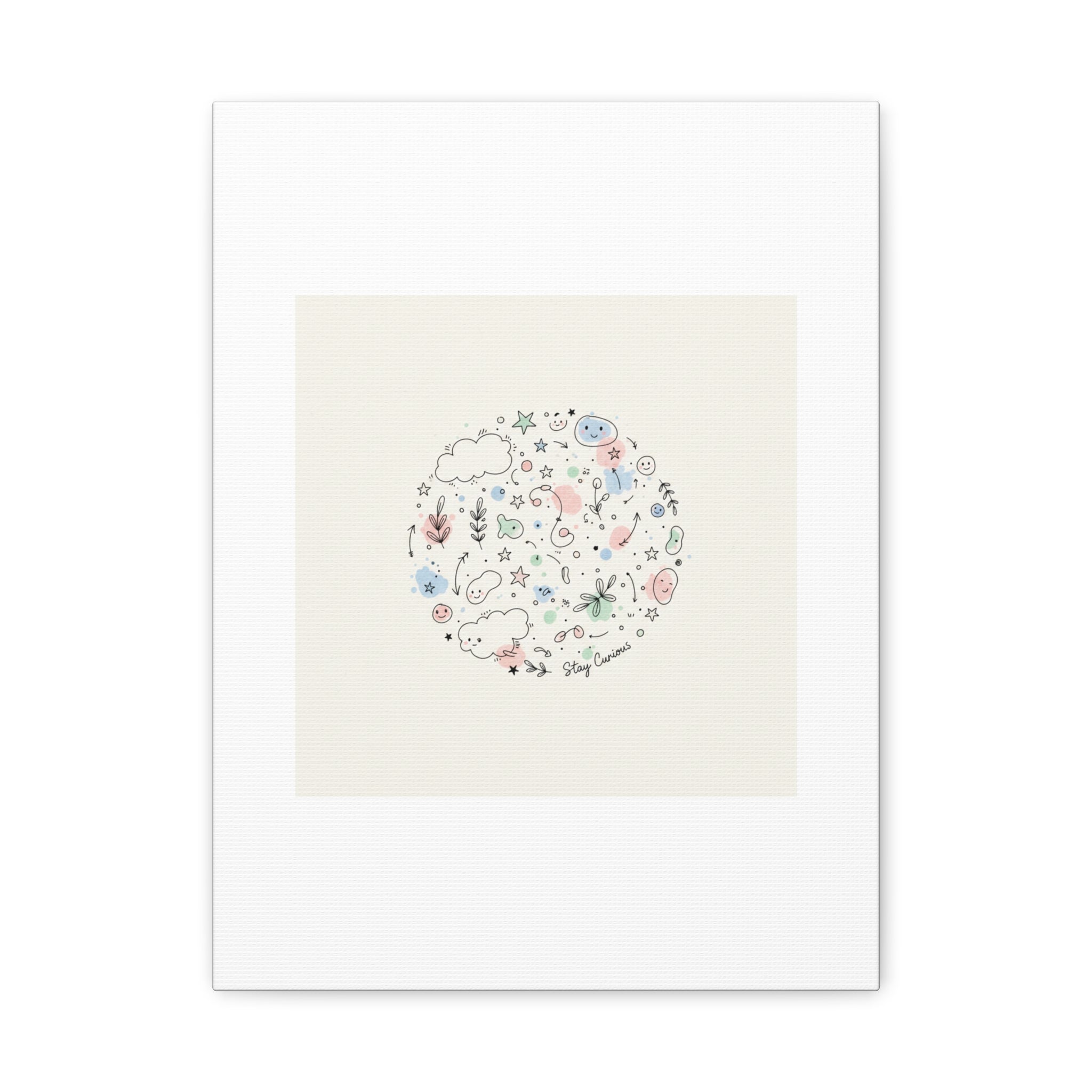 Doodle Circle Line Drawing Matte Canvas, Hand-Drawn Sketch Art