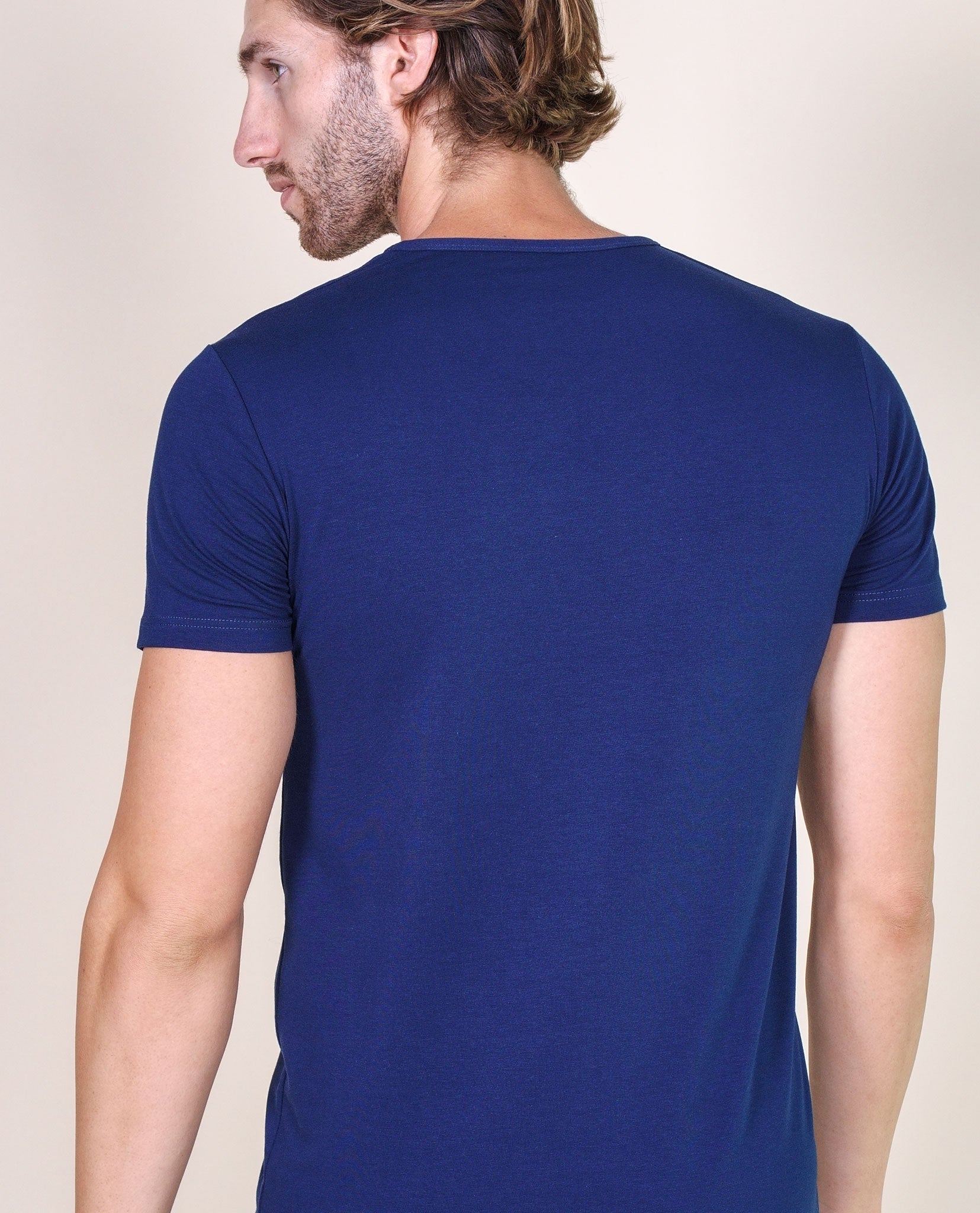 tittimitti BASIC COTTON Free Spirit Premium Quality Cotton Men's V - Neck T-Shirt Proudly Made in Italy (985) — side view