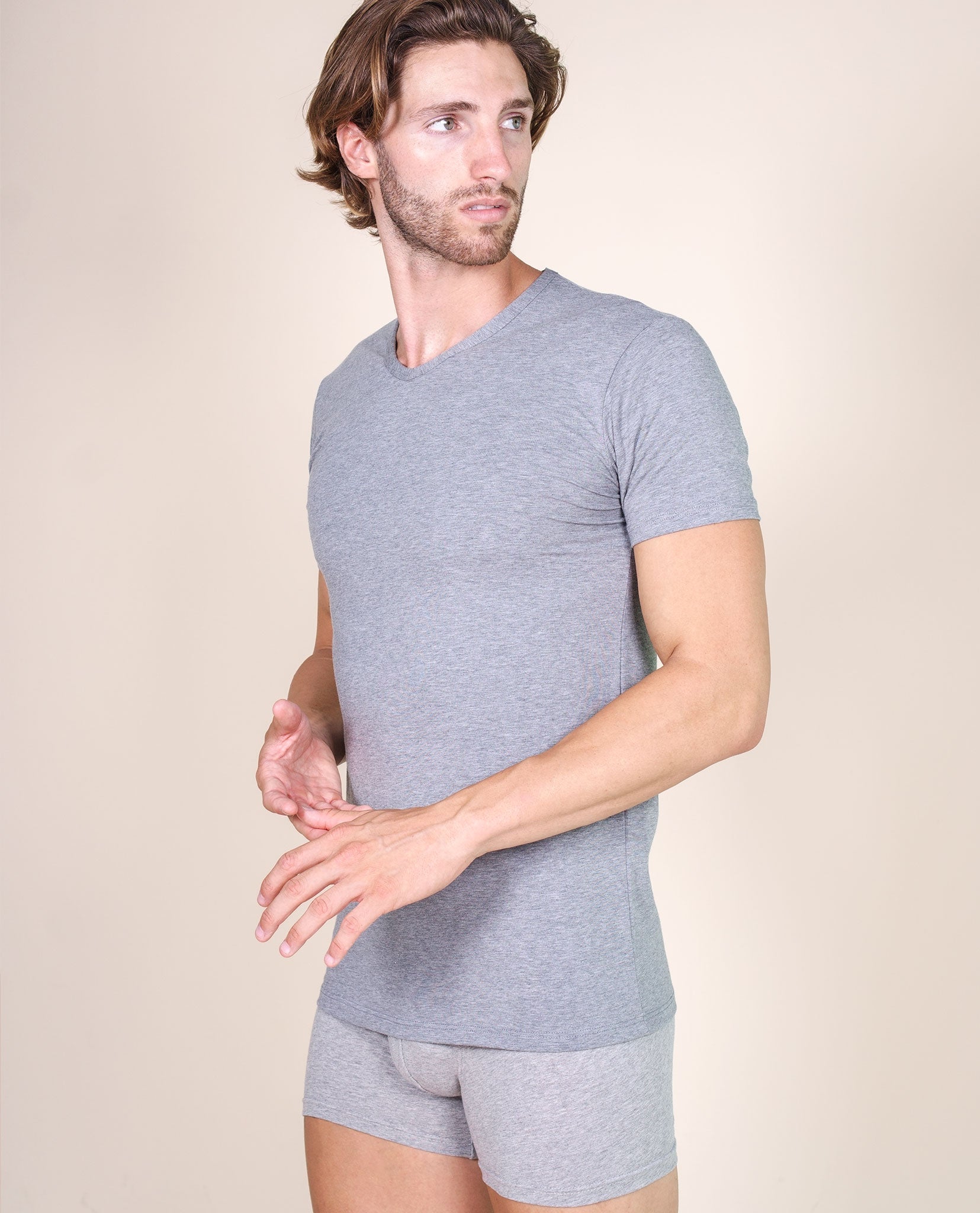 tittimitti BASIC COTTON Free Spirit Premium Quality Cotton Men's V - Neck T-Shirt Proudly Made in Italy (985) — fabric or mat