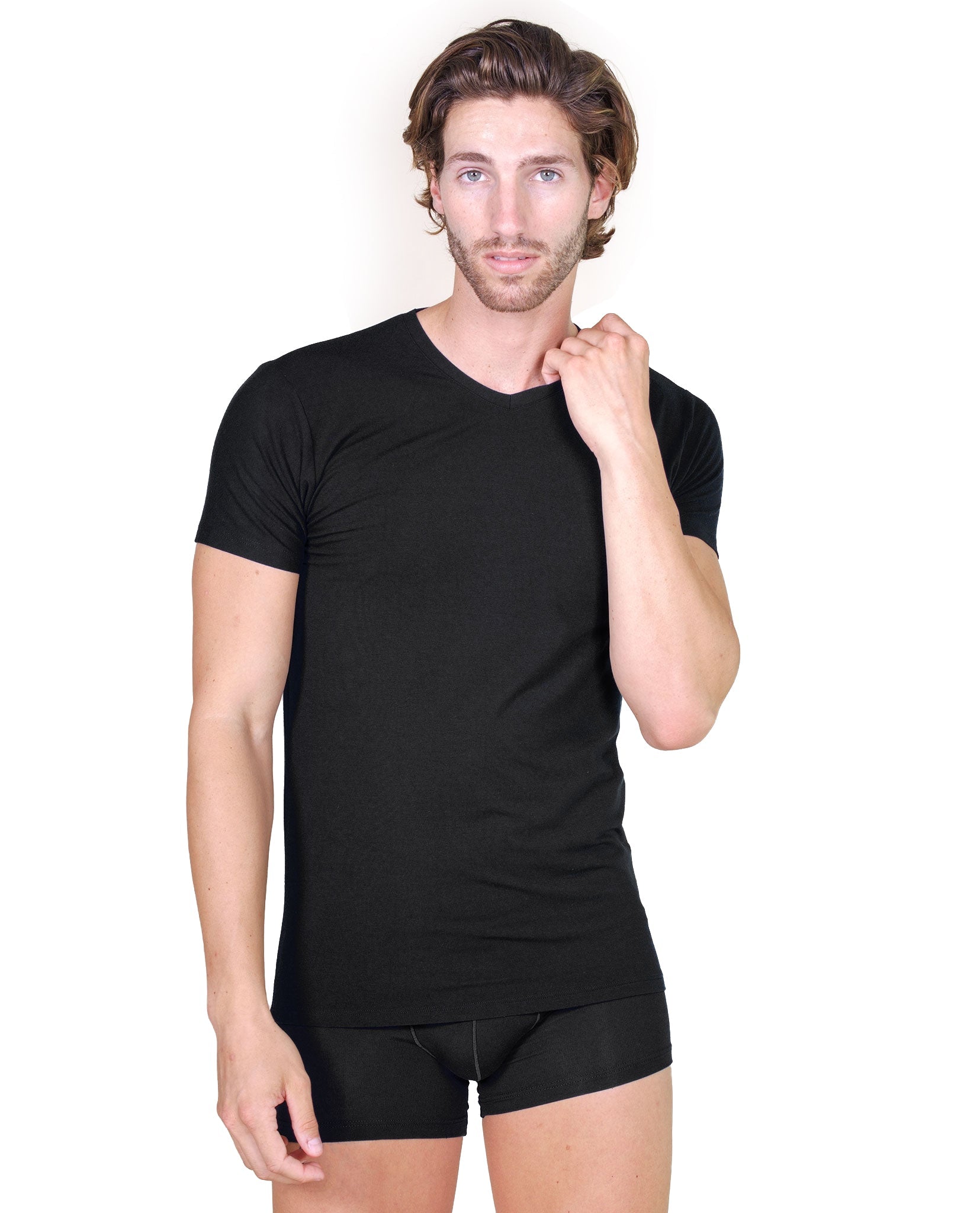 tittimitti EGI Luxury Wool Silk Men's Short Sleeve T-Shirt. Proudly Made in Italy (456) — detail close-up