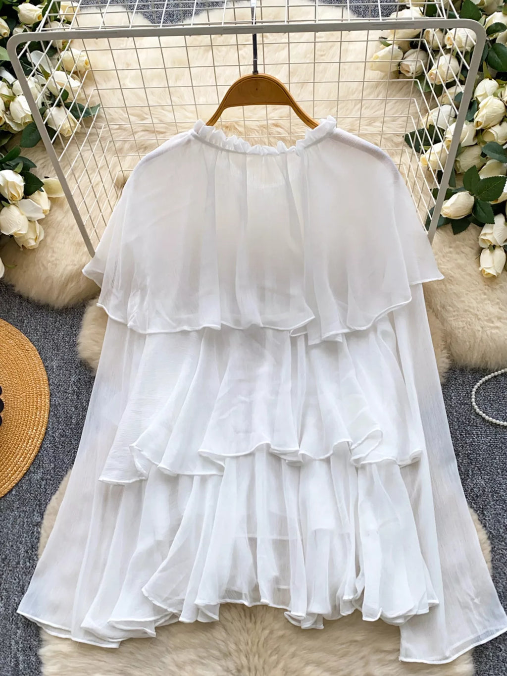 Ruffle Tiered Chiffon Blouse