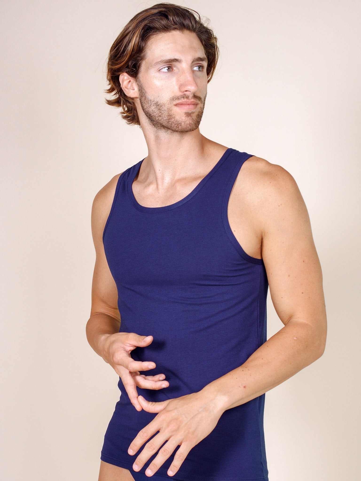 tittimitti BASIC COTTON Free Spirit Premium Quality Cotton Men's Muscle Tank Top. Proudly Made in Italy (987) — in-use photo
