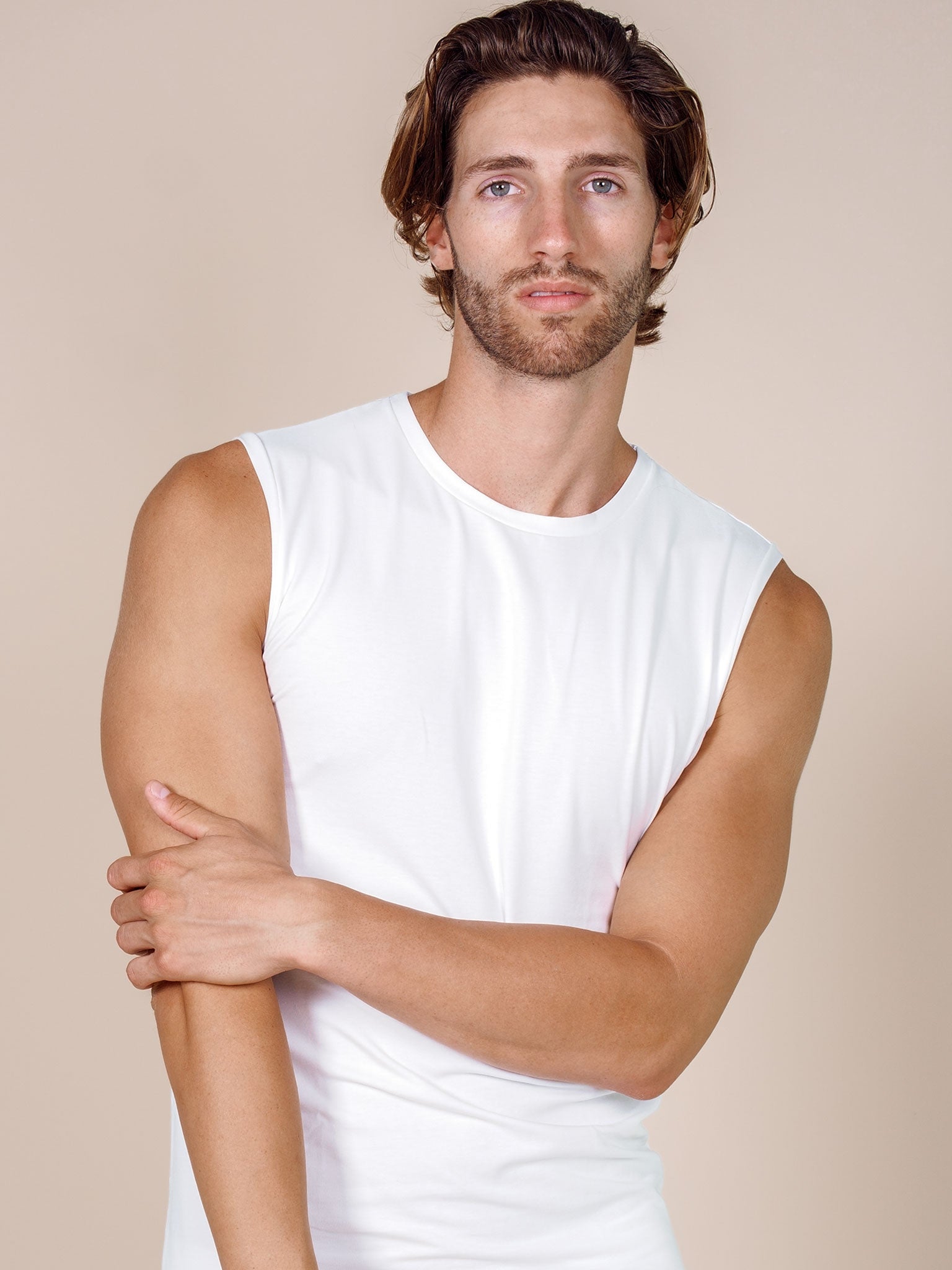 tittimitti BASIC COTTON Free Spirit Premium Quality Cotton Men's Sleeveless Tank Top. Proudly Made in Italy (988) — detail cl