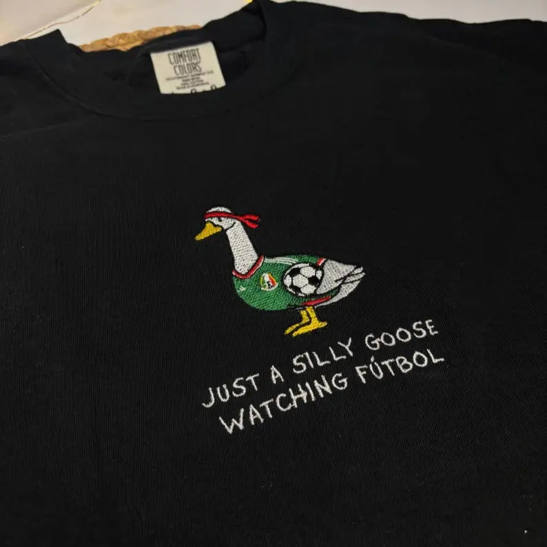 Unisex Mexico Goose Embroidered Comfort Colors T-Shirt – Mexico Futbol Silly Goose Tee