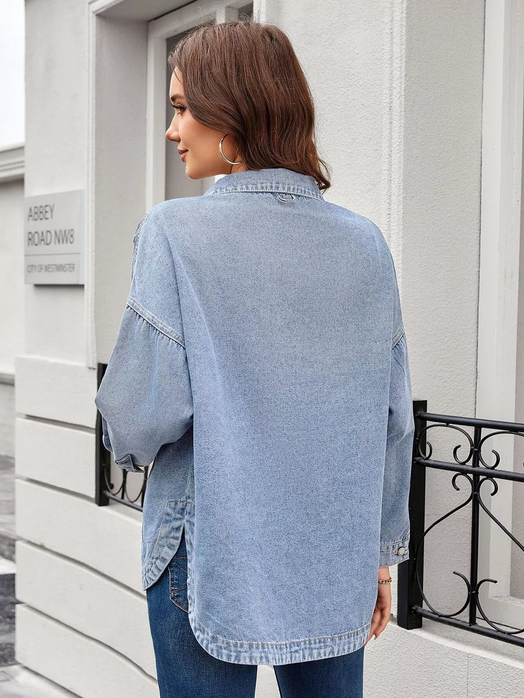 Button Up Long Sleeve Denim Shirt