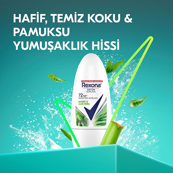 Rexona Bamboo & Aloe Vera Roll On Deodorant 50ml - 72 Hour Protection | Women's Care