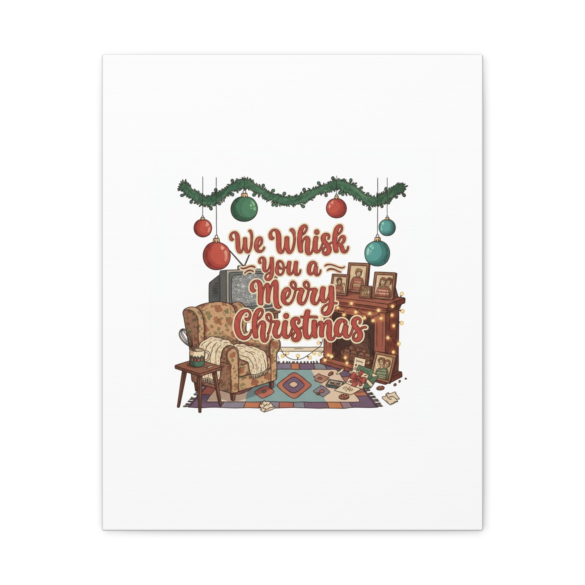 We Whisk You a Merry Christmas Canvas | Retro Christmas Decor, Vintage Holiday Print