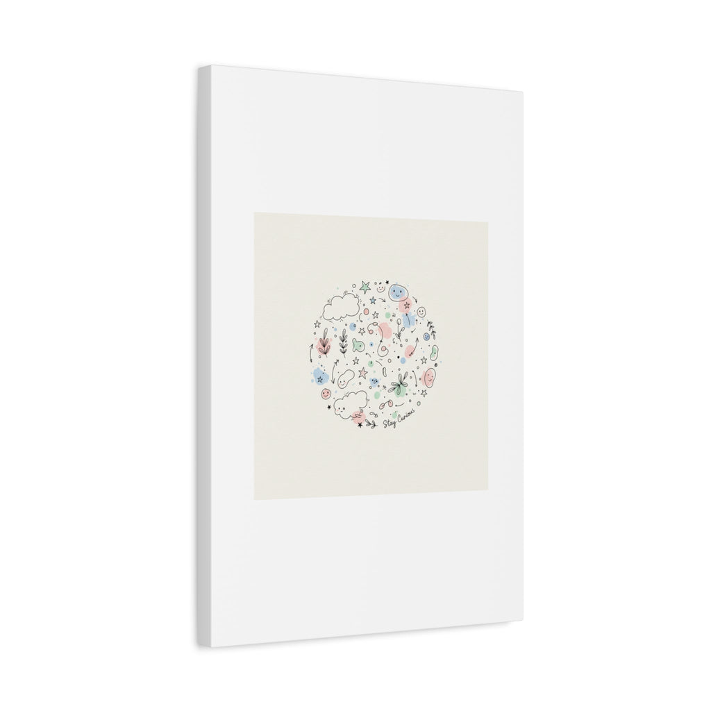 Doodle Circle Line Drawing Matte Canvas, Hand-Drawn Sketch Art