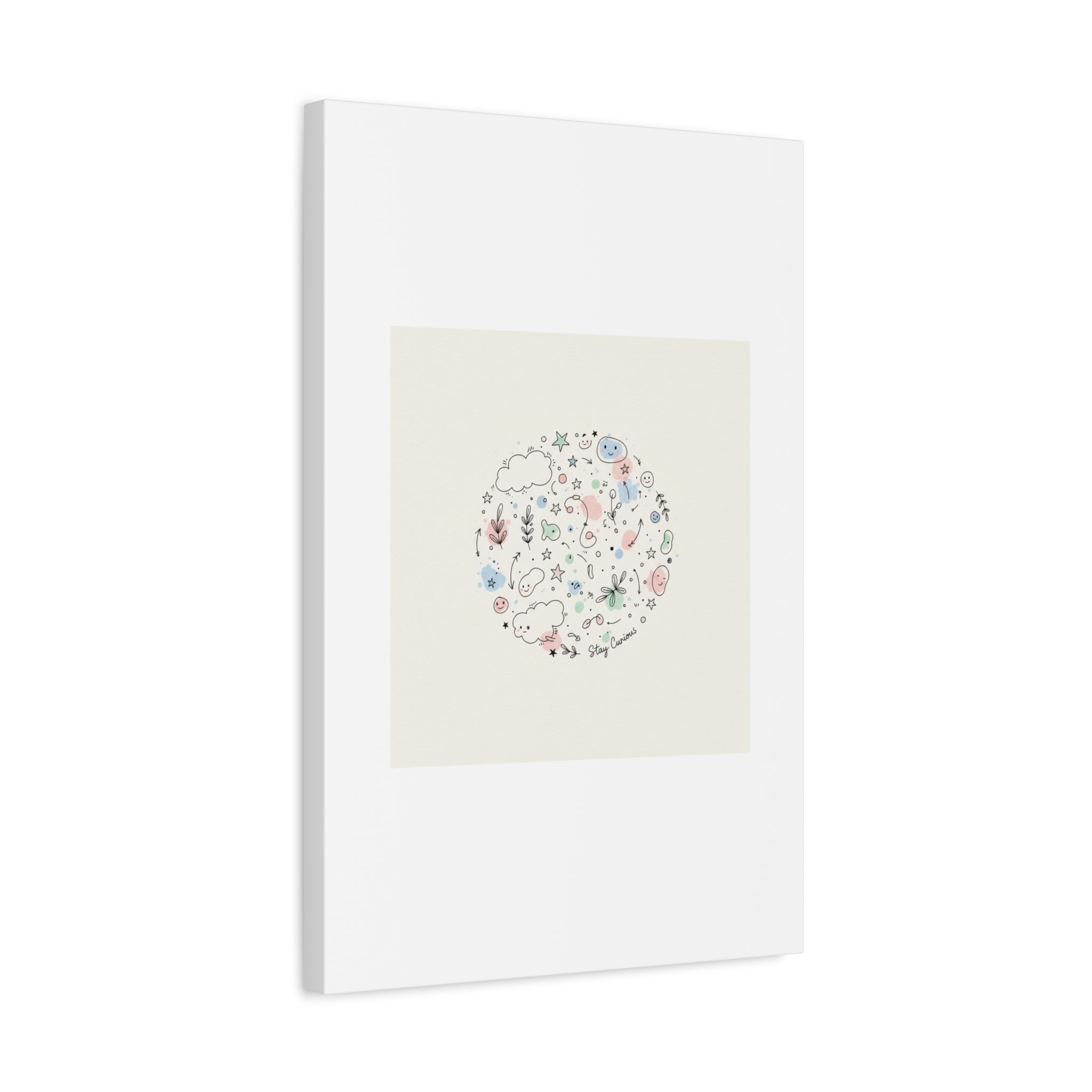 Doodle Circle Line Drawing Matte Canvas, Hand-Drawn Sketch Art