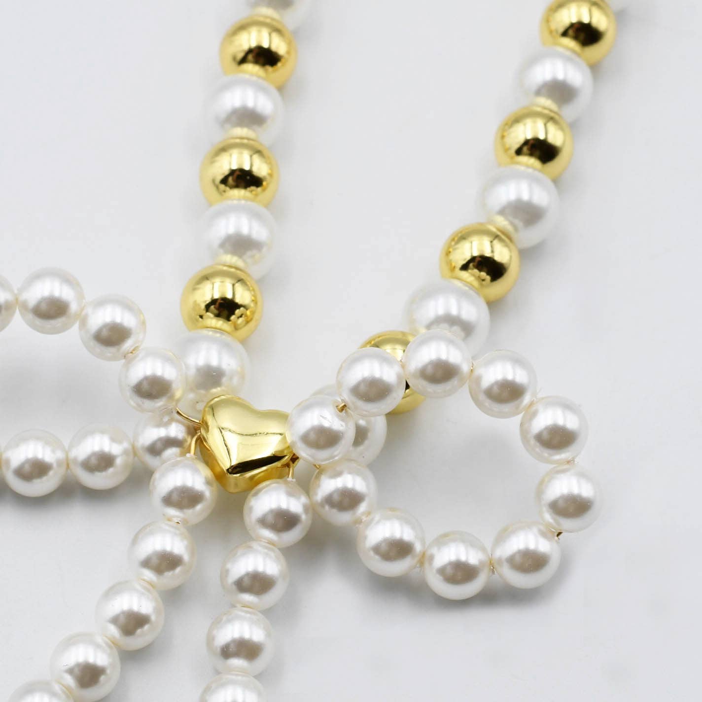 Pretty Little Patriot Pretty Little Patriot Audrey Bow gold and pearl necklace -clearance — product category context