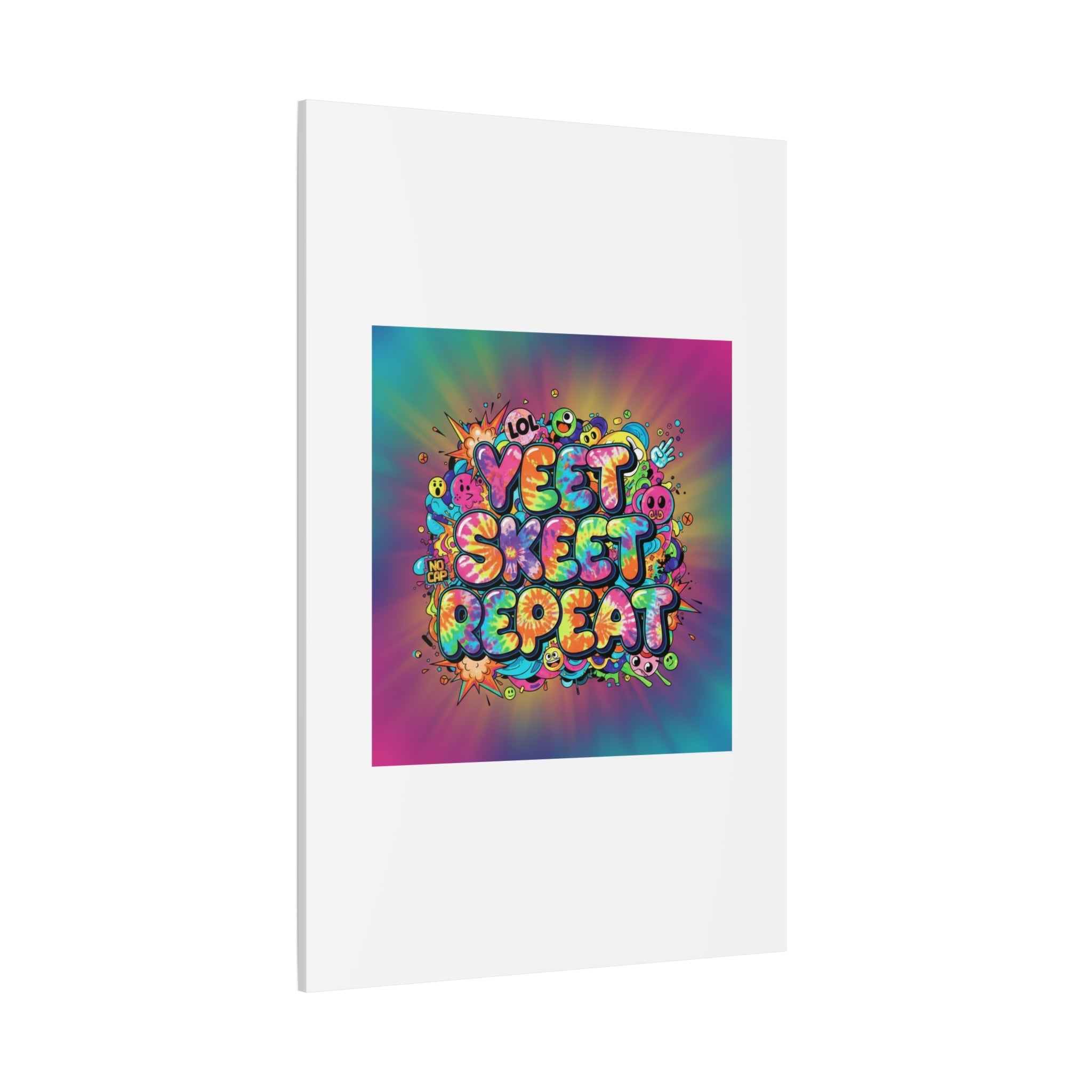 Yeet Skeet Repeat Canvas | Slogan & Glitch Graphic, Meme Phrase Wall Art