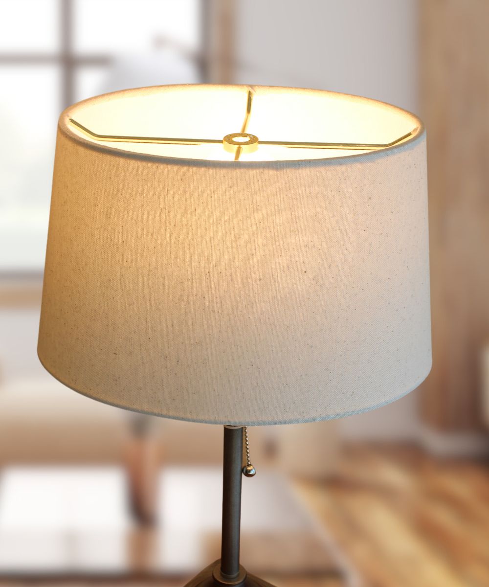 (6.5x10) Top (8x12) Bottom x 7.5H Hardback Oval Drum Lampshade, Light Oatmeal Off-White – LampsUSA, view 5