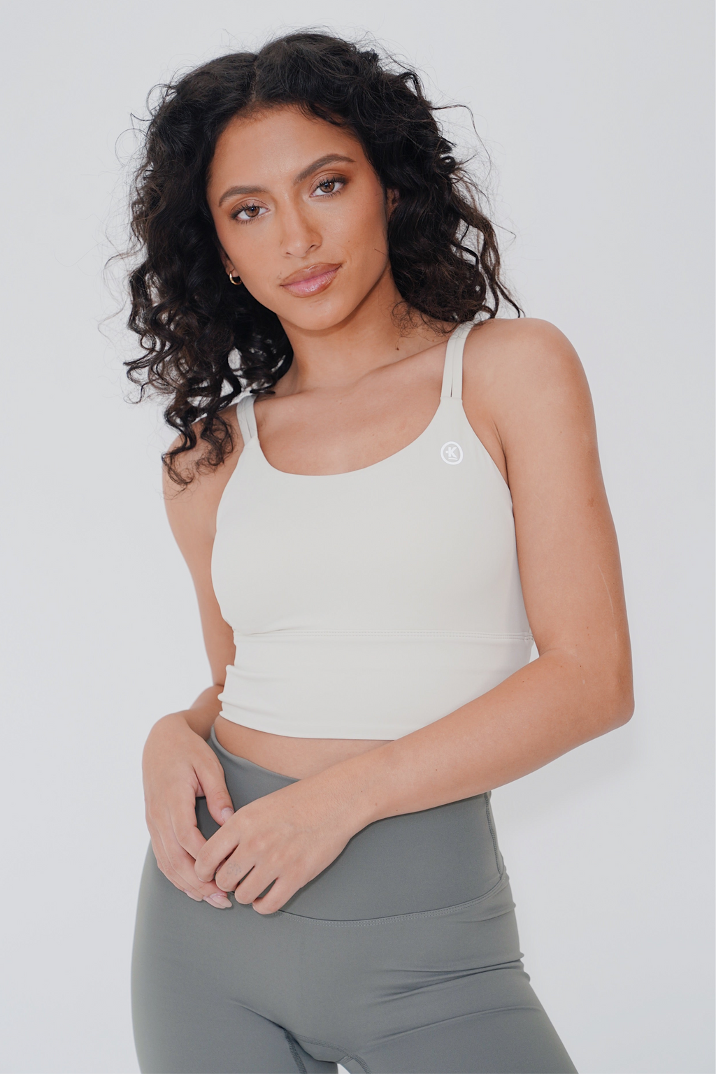 KIMITH BRAND I Am Confident White Cropped Tank — main product shot