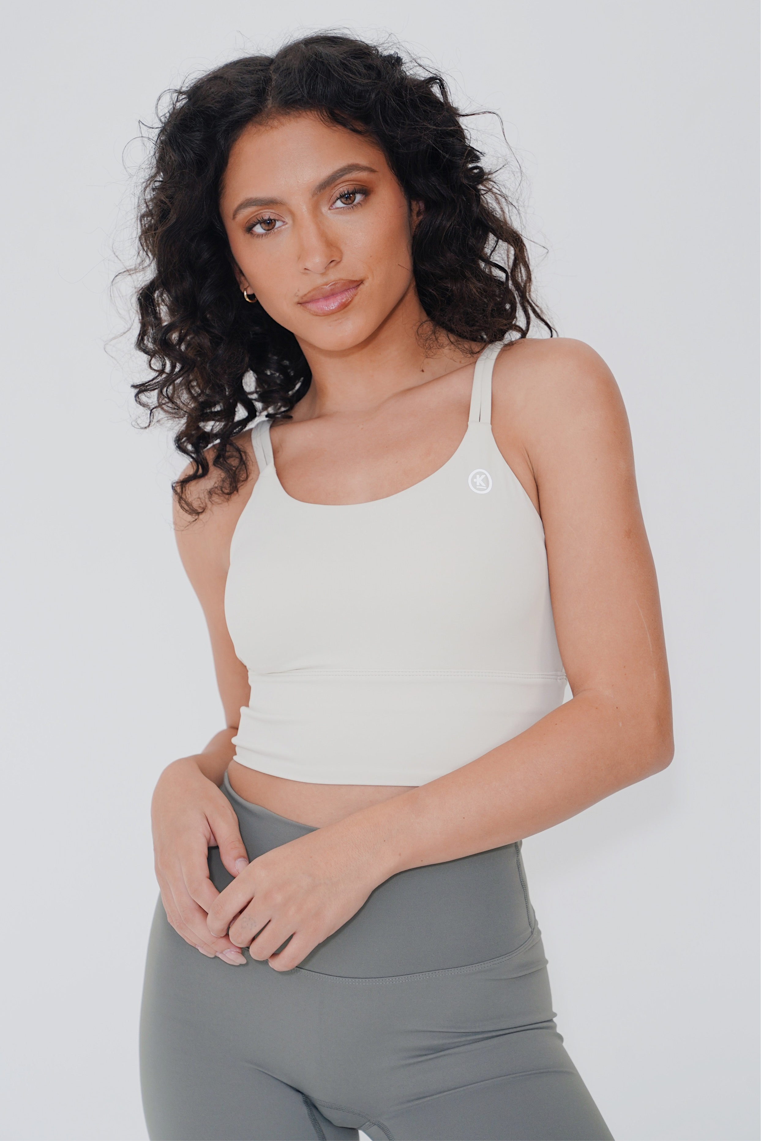 KIMITH BRAND I Am Confident White Cropped Tank — main product shot