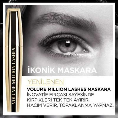Loreal Paris Volume Million Lashes Mascara - Volumizing, Curling, Long-lasting Mascara for Fuller Lashes