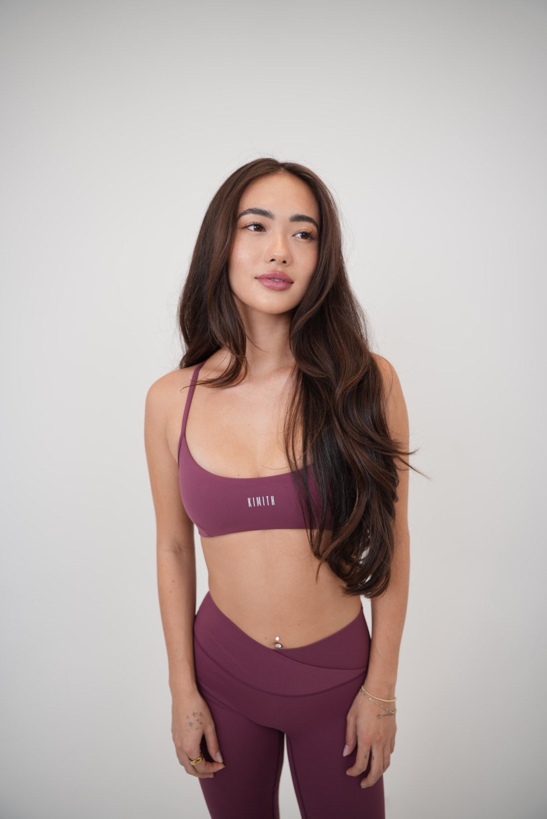 KIMITH BRAND My Time Is Divine Plum Sculpt V-Waist Legging — fabric or material detail
