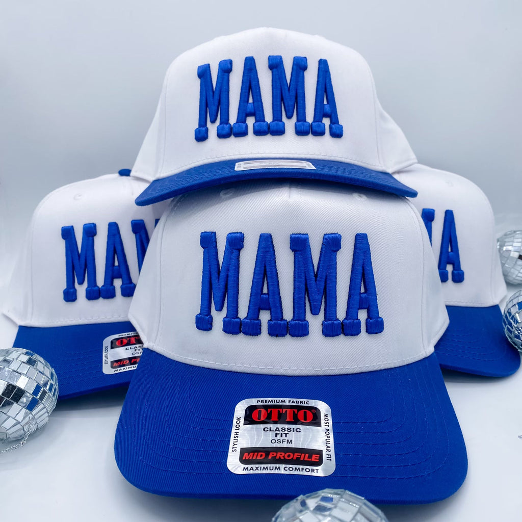 Coco & Rho Mama Puff Blue + White - Trucker Hat — Blue detail
