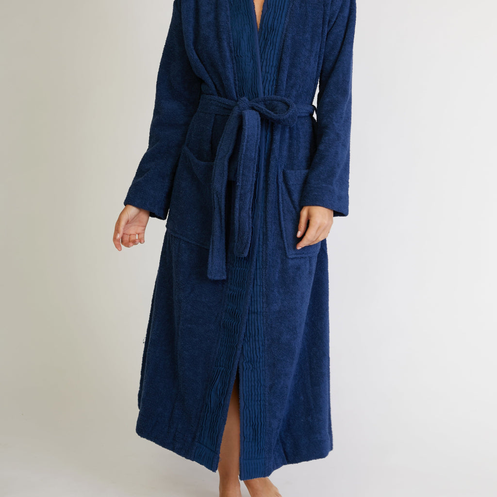 Turkish Cotton Terry Cloth Pleated Bathrobe – Pure Fiber, view 9