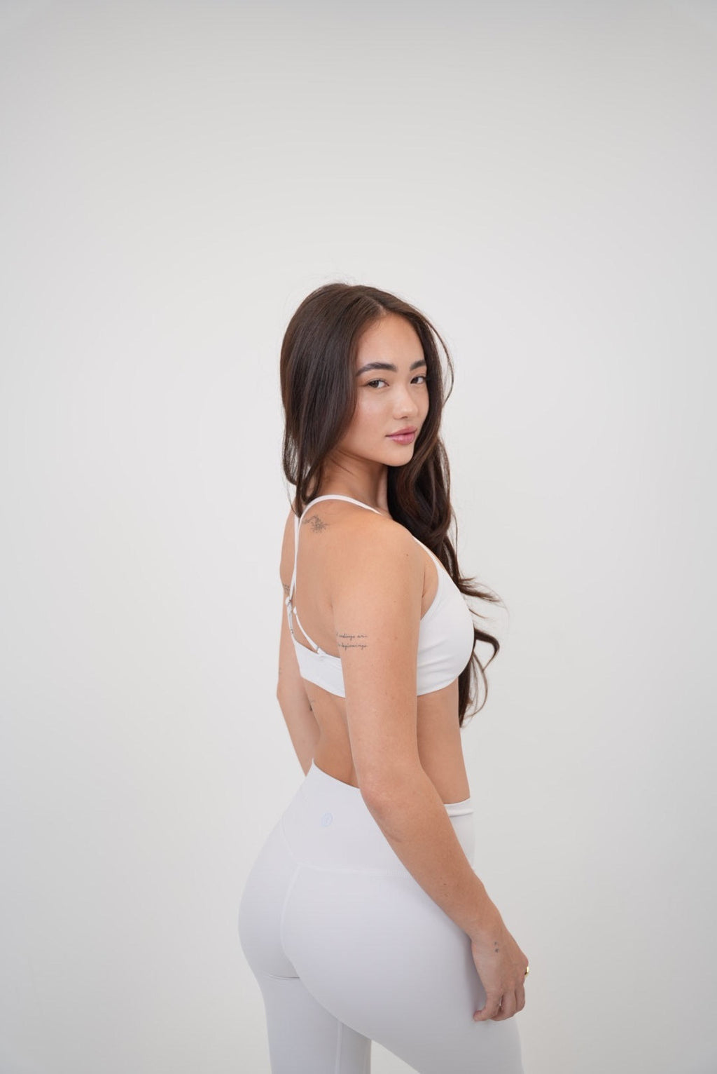 KIMITH BRAND My Time Is Divine Lime White Cross-Back Butter Soft Bra — back view