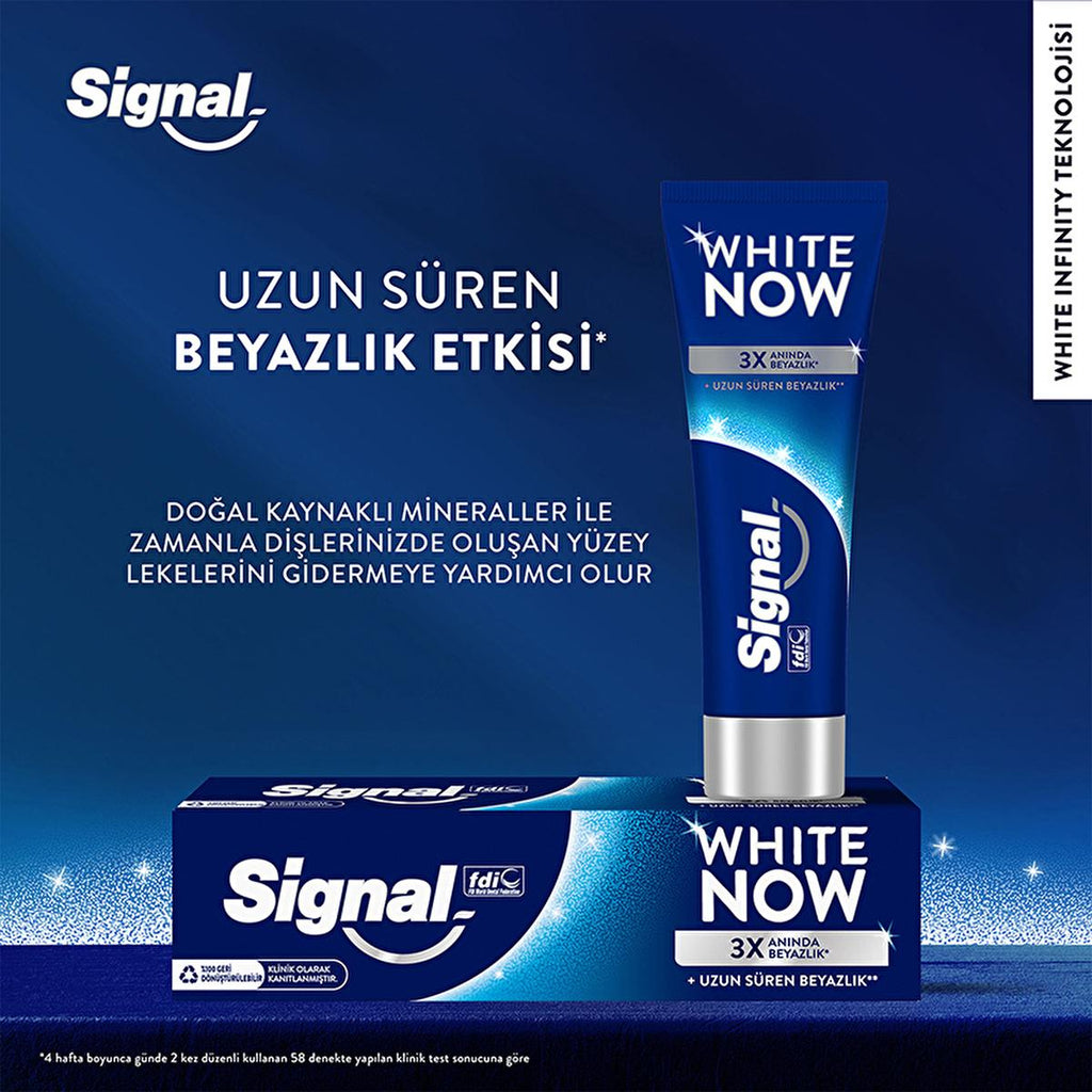 Signal White Now Teeth Whitening Toothpaste - Instant 3x Whitening, Natural Ingredients, 2.54 fl oz