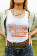 Wild Junkie Leave Me Alone Retro Flower Graphic Tank Top — main product shot