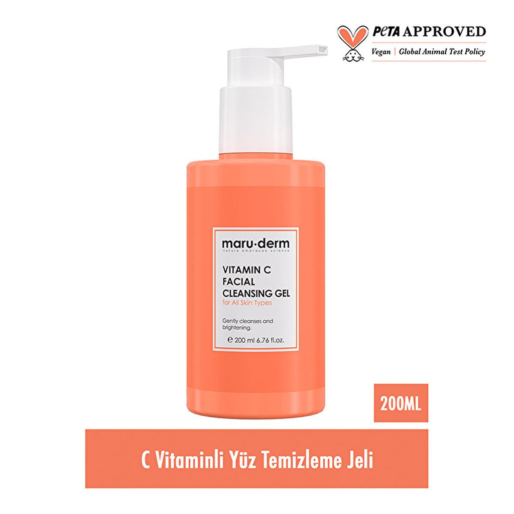 Maruderm Vitamin C Face Wash Gel 200 ml - Revitalizing, Fragrance-Free, SLS/SLES-Free Face Cleanser