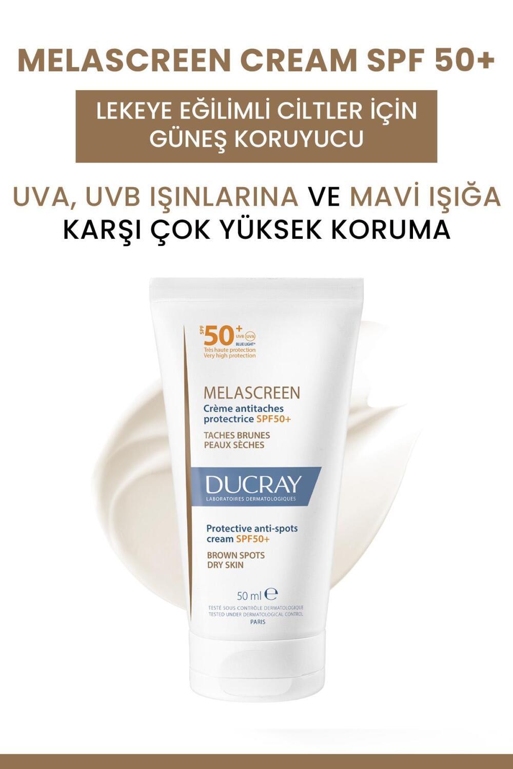 Ducray Melascreen UV Cream SPF 50+ - Anti-Spot Sunscreen for Dry Skin, Pregnancy-Safe