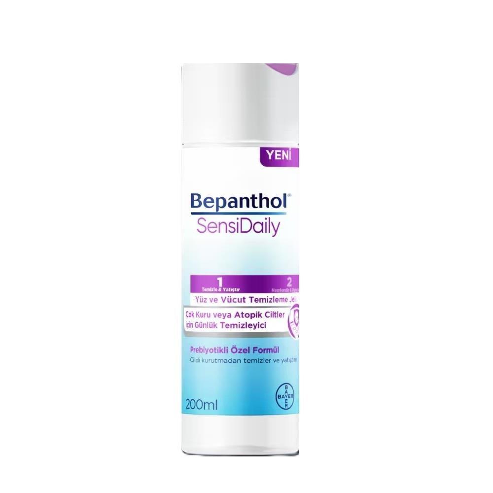 Bepanthol SensiDaily: Gentle Dry & Atopic Skin Cleansing Gel - pH Balanced, Prebiotic, Fragrance-Free for Face & Body (200ml/6.76 fl oz)