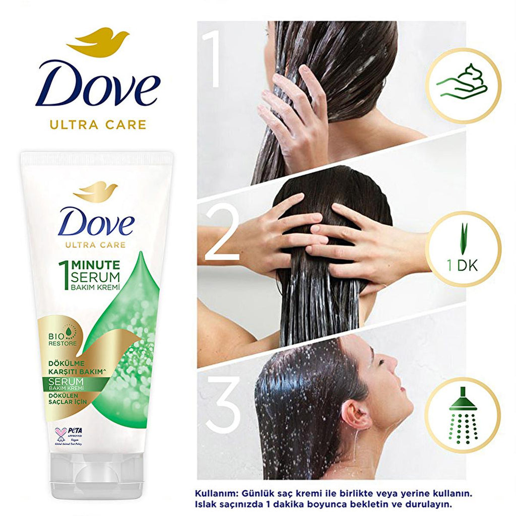 Dove Ultra Care Anti-Breakage Hair Conditioner: 1-Minute Serum for Stronger, Vegan & Damage-Free Hair - Coconut, Almond & Argan Oil Infusion (5.75 fl oz)