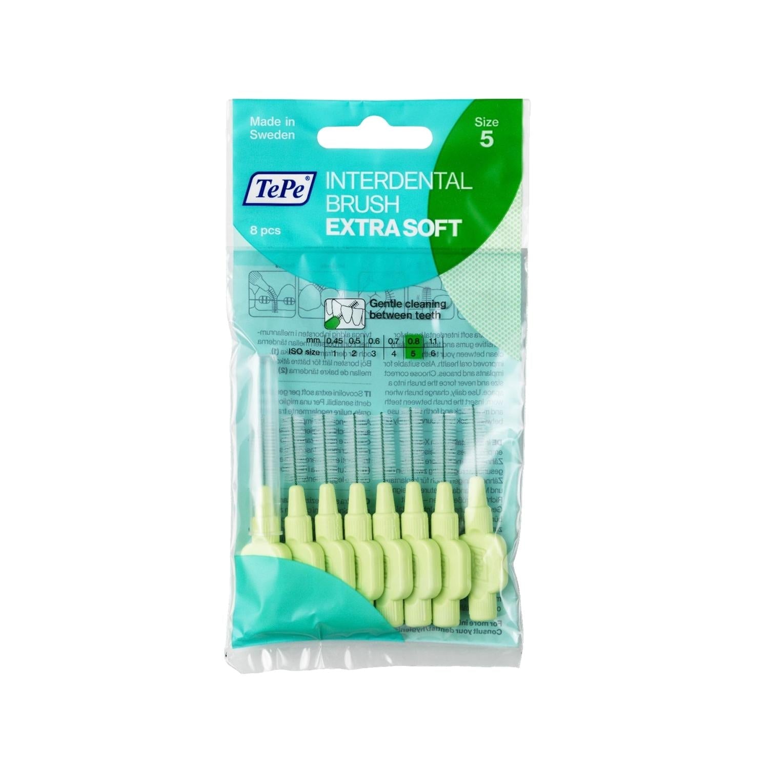 Tepe Extra Soft 0.8 mm Interdental Brush - Gentle on Gums, 8-Pack Oral Hygiene Tools