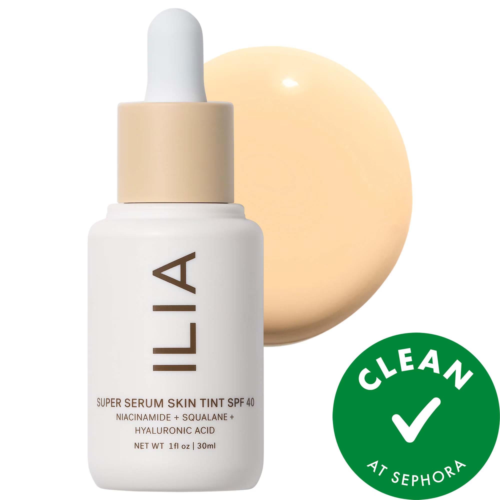 ILIA Super Serum Skin Tint SPF 40: Dewy Coverage Foundation with Hyaluronic Acid & Niacinamide - Vegan, Cruelty-Free & Mineral Sunscreen