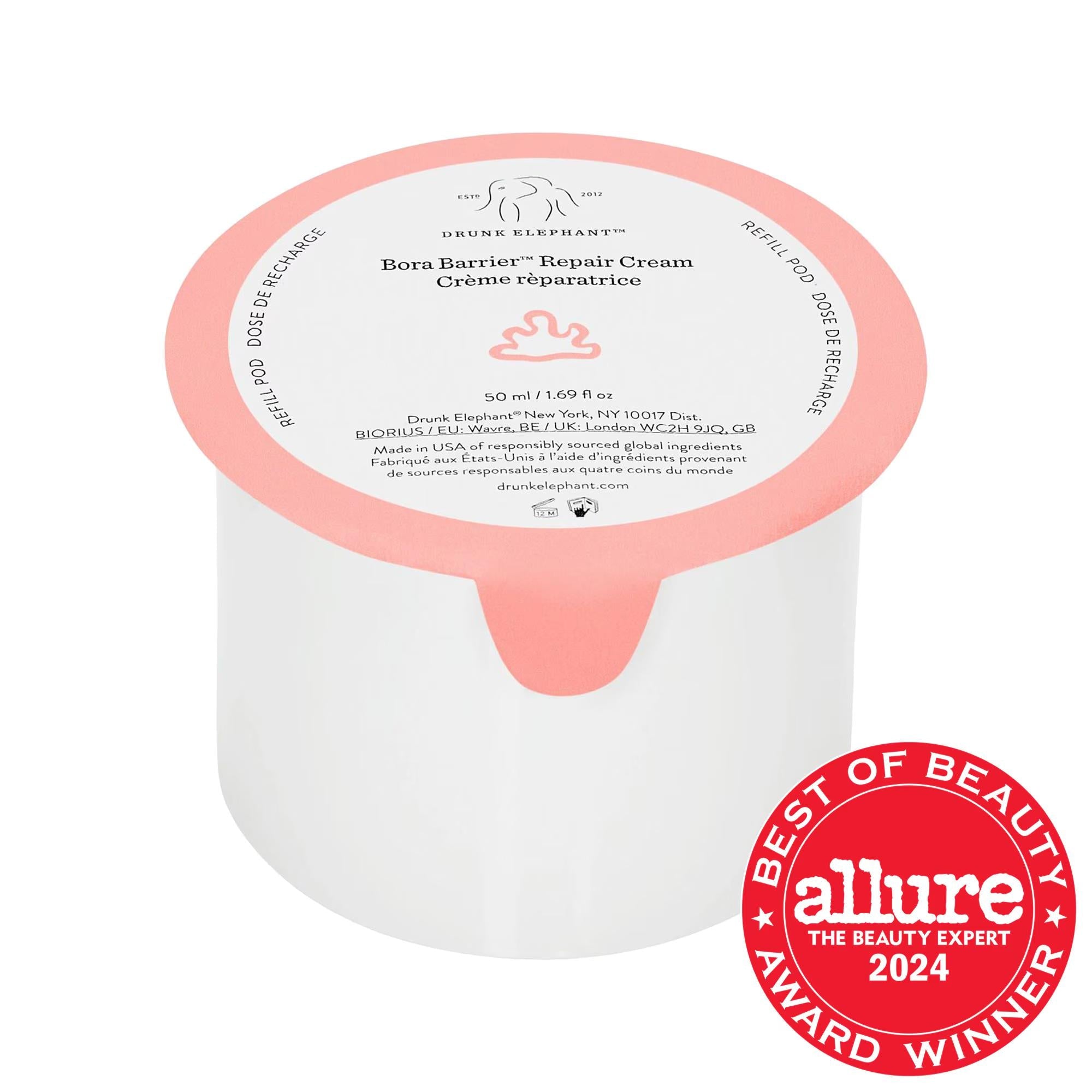 Drunk Elephant Bora Barrier Cream: Intense Hydration & Skin Barrier Repair - Refillable Facial Moisturizer for Dry, Mature Skin