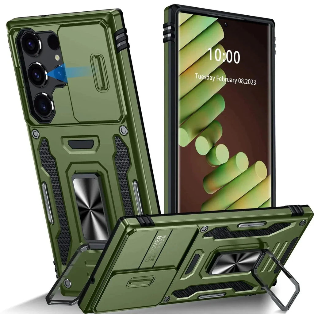 OtterBox Galaxy S23 Ultra Rugged Case - Kickstand & Olive Green for Adventure Seekers