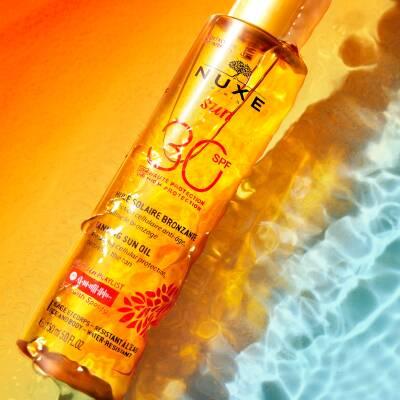 Nuxe Sun Tanning Oil SPF30: Protect & Bronze with Organic Oils & Vitamin E, Water-Resistant Sunscreen for Radiant Skin