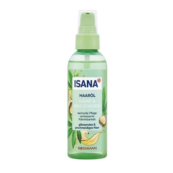 Isana Hair Care Oil with Hemp & Macadamia Oil Extract - Nourishes & Repairs Damaged Hair, Sulfate-Free, 3.38 fl oz