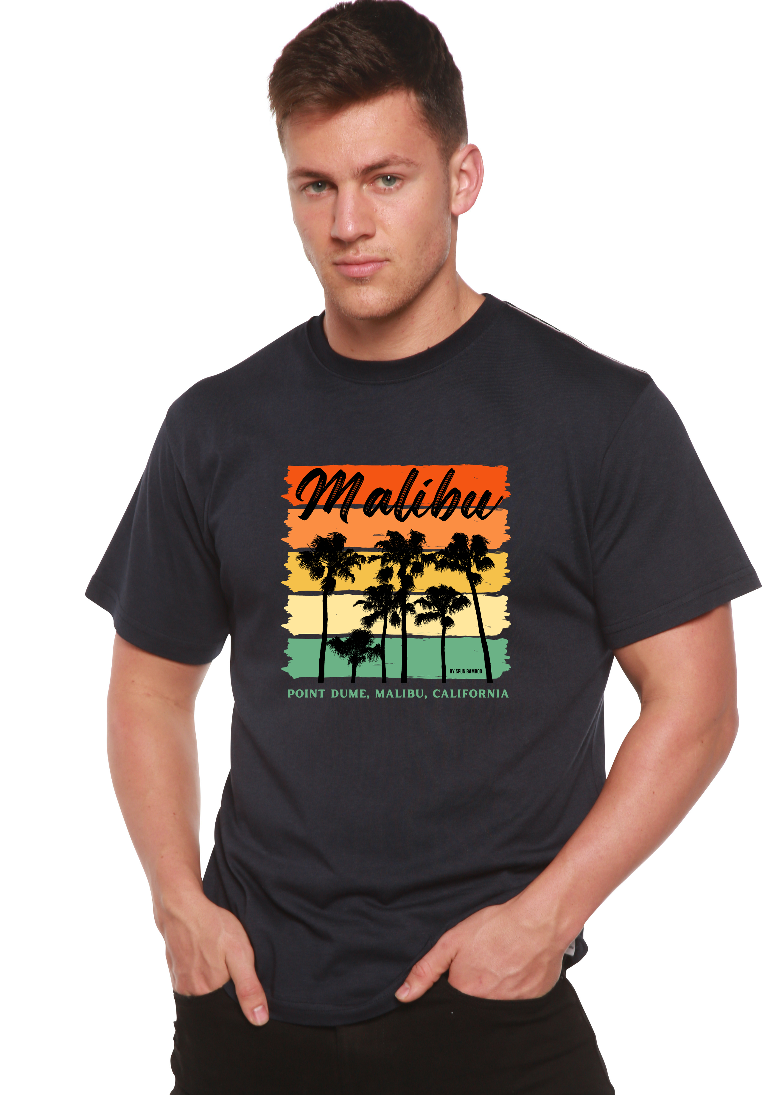 Spun Bamboo Malibu Unisex Bamboo Viscose/Organic Cotton Short Sleeve Graphic T-Shirt — feature highlight